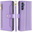 Etui z klapką do Samsung Galaxy A16 / A16 5G, Wallet Zipper Pocket, fioletowe