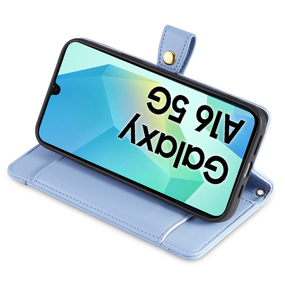 Etui z klapką do Samsung Galaxy A16 / A16 5G, Wallet Zipper Pocket, niebieskie