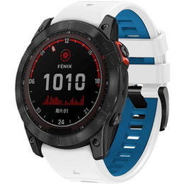 Pasek Silikonowy QuickFit do Garmin Fenix 22mm, Biały / Niebieski