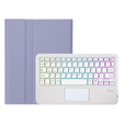 Etui z podświetlaną klawiaturą bluetooth touchpad do iPad 11" 2025 A16 (11 gen.) / iPad 10.9" 2022 (10 gen.), fioletowe