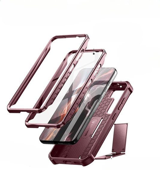 Etui pancerne do Samsung Galaxy S23, Dexnor Full Body (Two Frames), czerwone