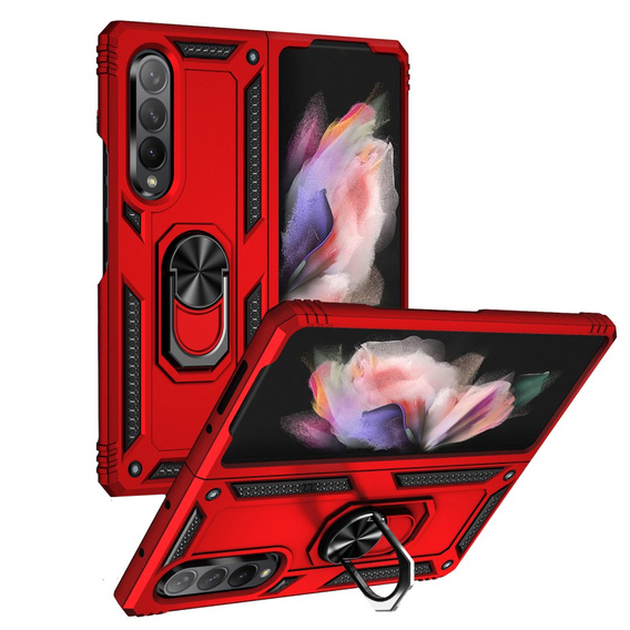 Etui pancerne do Samsung Galaxy Z Fold3 5G, Nox Case Ring, czerwone