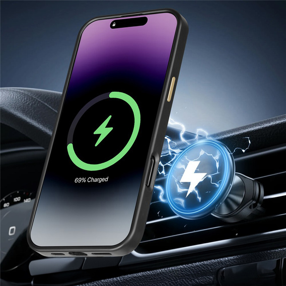 Etui magnetyczne do iPhone 17 Pro, Aramid Fiber Cover, z metalową ramką aparatu, czarne / złote