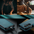 Etui z klapką CASEME do Samsung Galaxy Z Fold7 5G Litchi Wallet – zielone