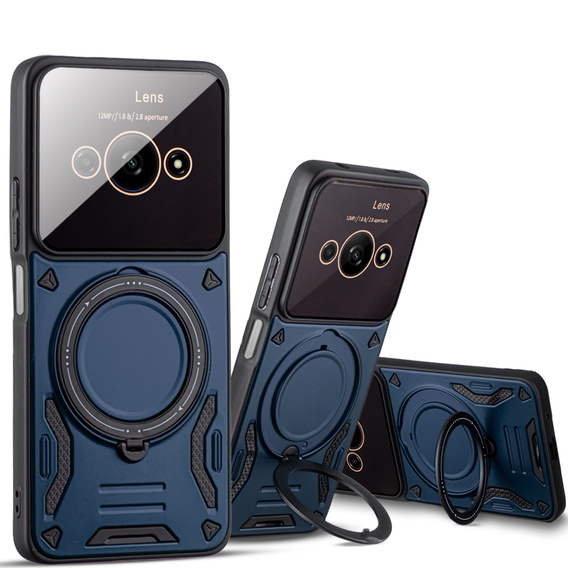 Etui pancerne do Xiaomi Redmi A3, Magnetic Ring, niebieskie