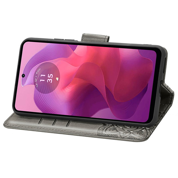 Etui z klapką do Motorola Moto G24 / G24 Power / G04, Butterfly, szare