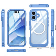 Etui do iPhone 17, Shockproof, ze szkłem, do MagSafe, niebieskie