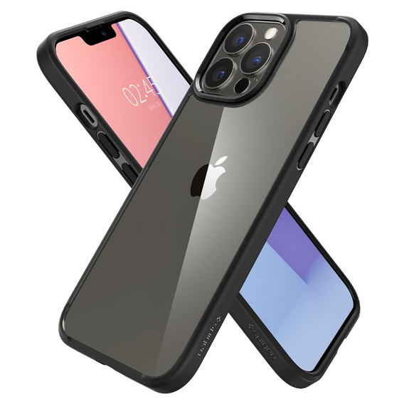 Etui Spigen do iPhone 13 Pro, Ultra Hybrid, matowe czarne + szkło
