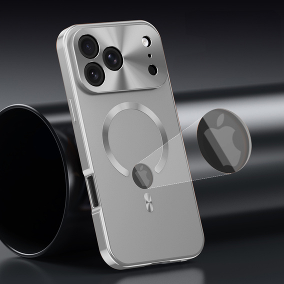 Etui do iPhone 17 Pro, ze szkłem prywatyzującym, do MagSafe – srebrne