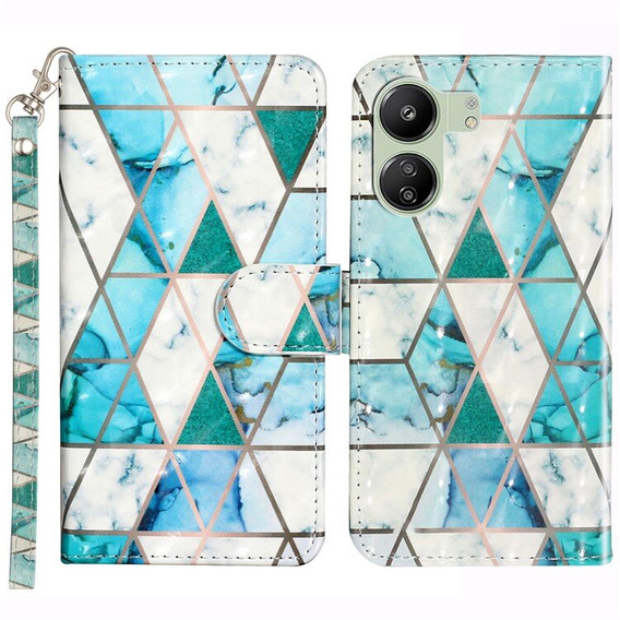 Etui z klapką do Xiaomi Redmi 13C / Poco C65, Wallet, Marble zielone