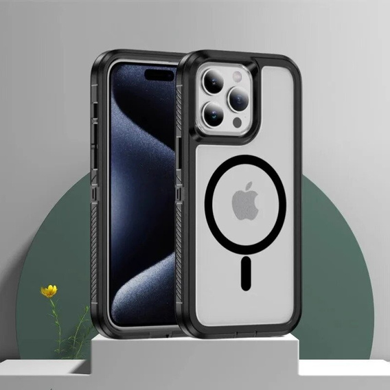Etui z ramką do iPhone 14 Pro, do MagSafe, przezroczyste / czarne