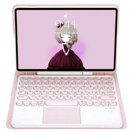 Etui z klawiaturą do Samsung Galaxy Tab S6 Lite 10.4" 2020/2022/2024, Touchpad Pen Slot, różowe rose gold