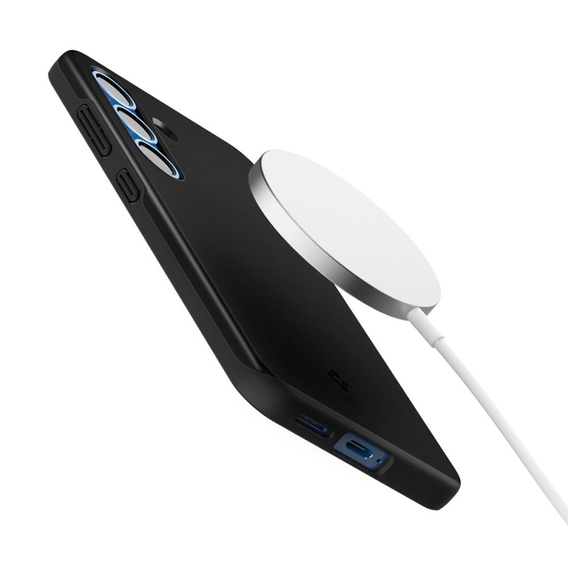 Etui Spigen do Samsung Galaxy S25, Thin Fit Mag, czarne + Szkło hartowane 9H