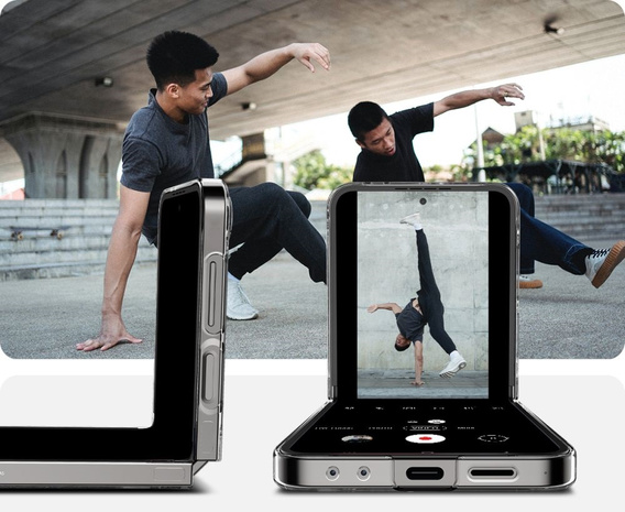 Etui Spigen do Samsung Galaxy Z Flip7 FE / Z Flip6, Airskin Zeron One, Przezroczyste / Brokatowe