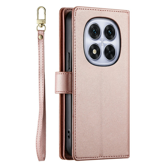Etui z klapką do Xiaomi Redmi Note 15 Pro 5G, Wallet Zipper Pocket, różowe