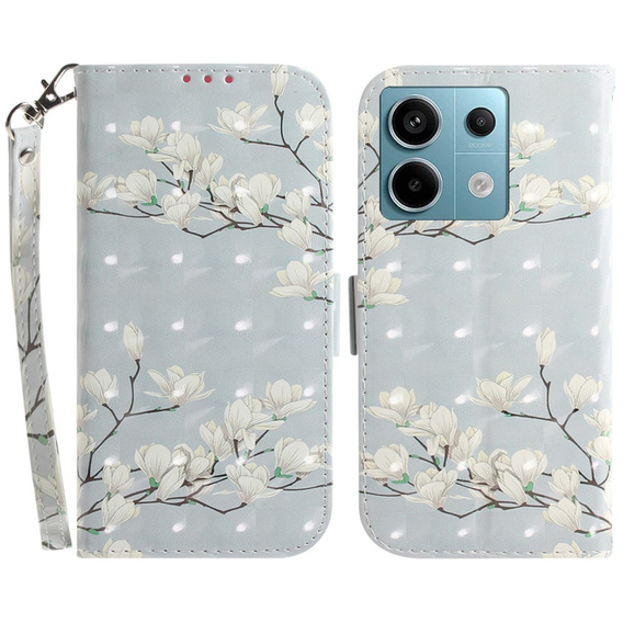 Etui z klapką do Xiaomi Redmi Note 13 Pro 5G, Wallet, Magnolia Flowers szare