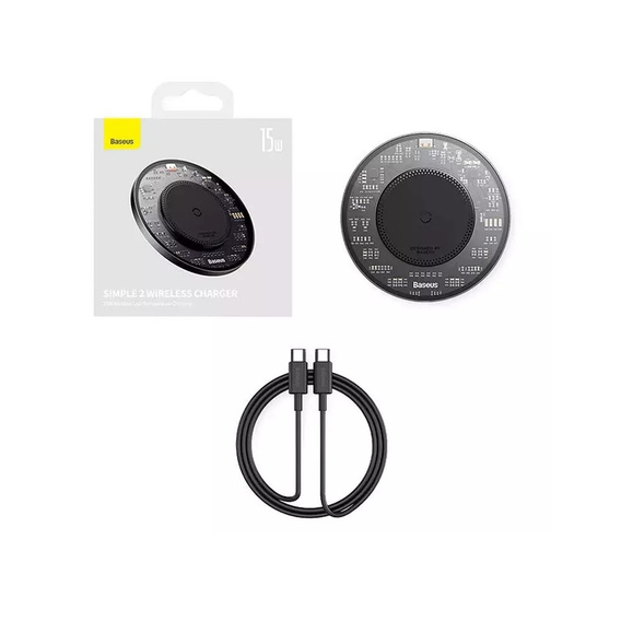 Baseus ładowarka indukcyjna 15 W Simple 2 – Czarna