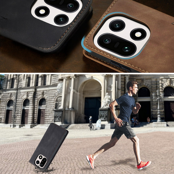 Etui CASEME do OnePlus 15, Leather Wallet Case, czarne