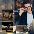 Etui do iPhone 17 Pro Max, ERBORD Vintage portfel z klapką, brązowe