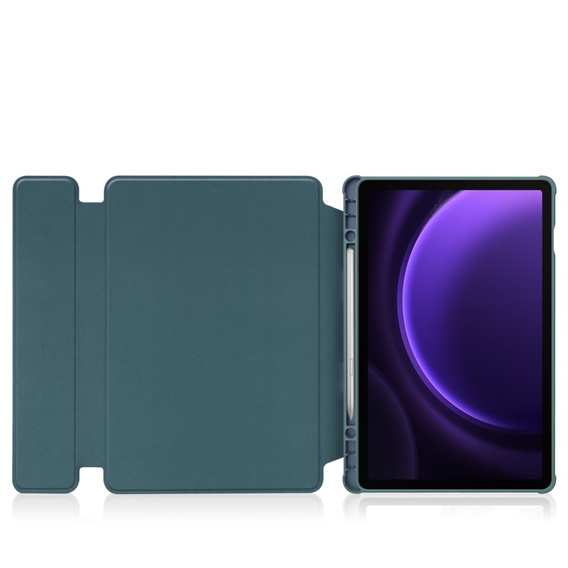 Etui z klawiaturą do Samsung Galaxy Tab S10 Lite / S10 FE / S9 FE, Rotary 360° Leather, ciemnozielone