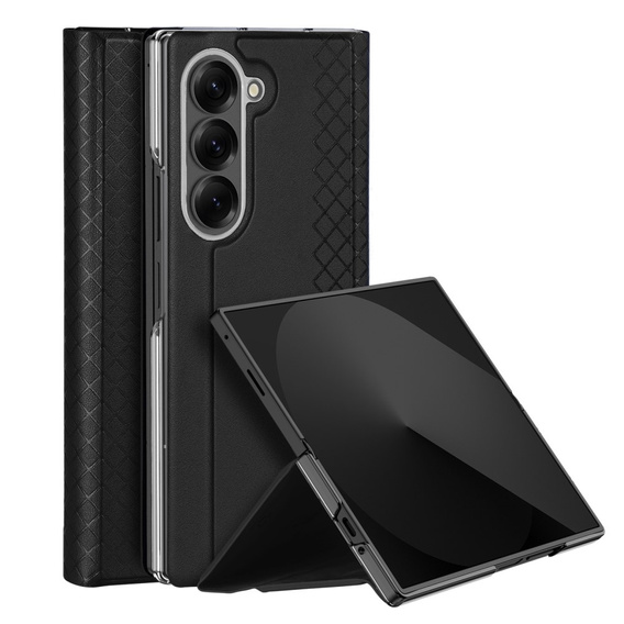 Etui Dux Ducis Bril Series do Samsung Galaxy Z Fold7 5G – czarne, skórzane, z funkcją podstawki