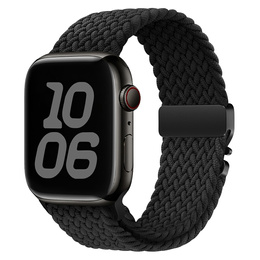 Pleciony Pasek Nylonowy z Klamrą do Apple Watch 1/2/3/4/5/6/7/8/9/10/11/SE 38/40/41/42mm – Czarny