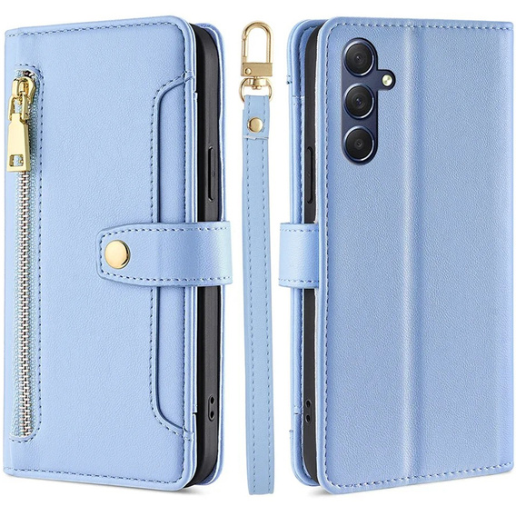 Etui z klapką do Samsung Galaxy A16, Wallet Zipper Pocket, niebieskie