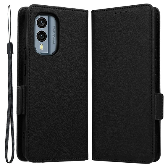 Etui z klapką do Nokia X30 5G, Wallet Litchi Magnet Case, czarne