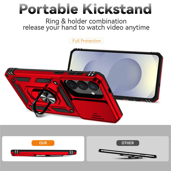 Etui pancerne do Samsung Galaxy S26 Plus, CamShield Slide, czerwone