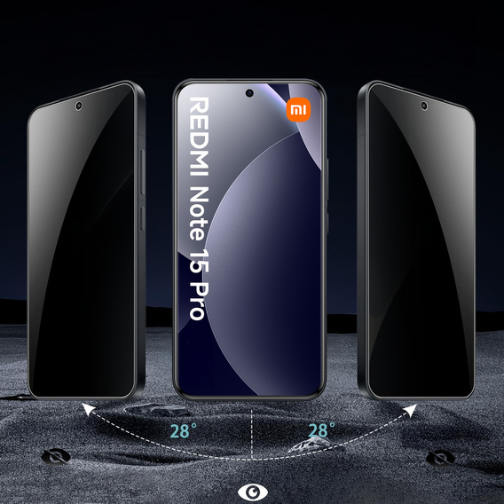 2x Szkło Prywatyzujące do Xiaomi Redmi Note 15 Pro 4G, ERBORD Anti-Spy Hartowane