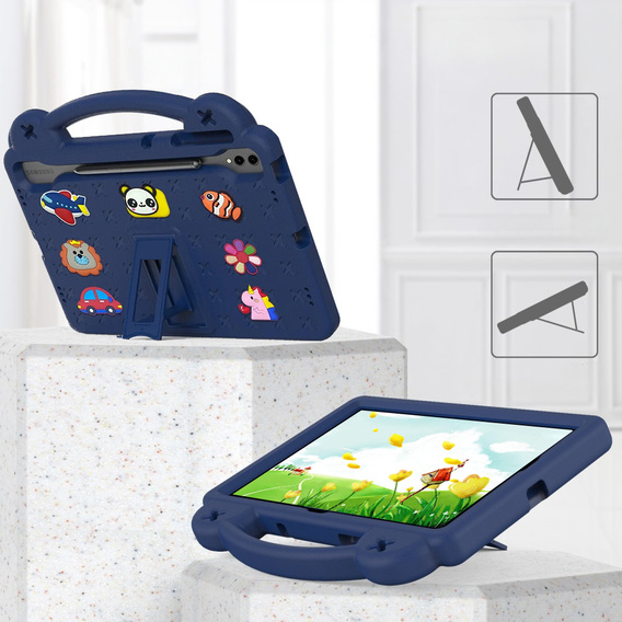 Etui do Samsung Galaxy Tab S9 FE+ Plus, Cute Patterns, z podstawką, Ciemnoniebieskie