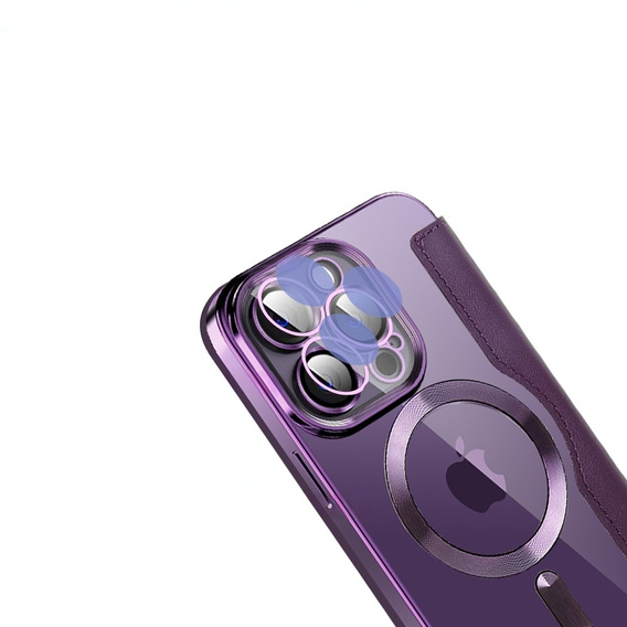 Etui z klapką do iPhone 13 Pro, RFID Wallet MagSafe z ochroną aparatu, fioletowe