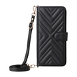 Etui z klapką do Xiaomi Poco F7 Ultra, Crossbody Leather Wallet, czarne