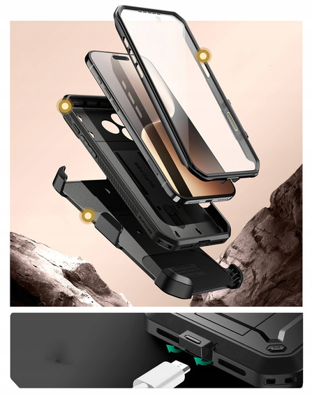 Etui Supcase do iPhone 17 Pro, Unicorn Beetle Pro, Black