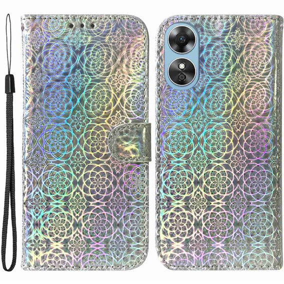 Etui z klapką do Oppo A17, Wallet, Mandala szare