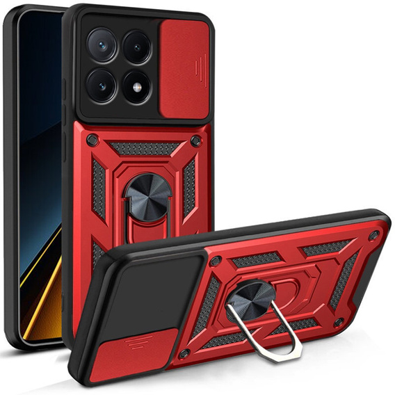 Etui pancerne do Xiaomi Poco X6 Pro 5G, CamShield Slide, czerwone