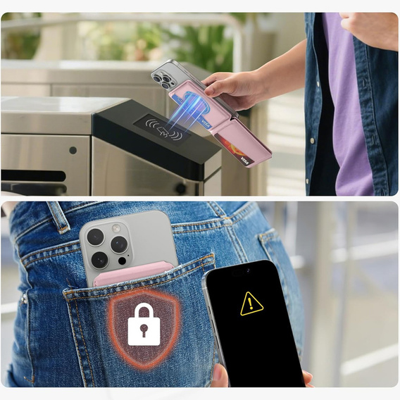 Magnetyczny portfel SURITCH do MagSafe z podstawką i funkcją NFC – różowy