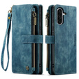 Etui CASEME do Samsung Galaxy A56 5G, Leather Wallet Cash and Card Slots, z paskiem, niebieskie