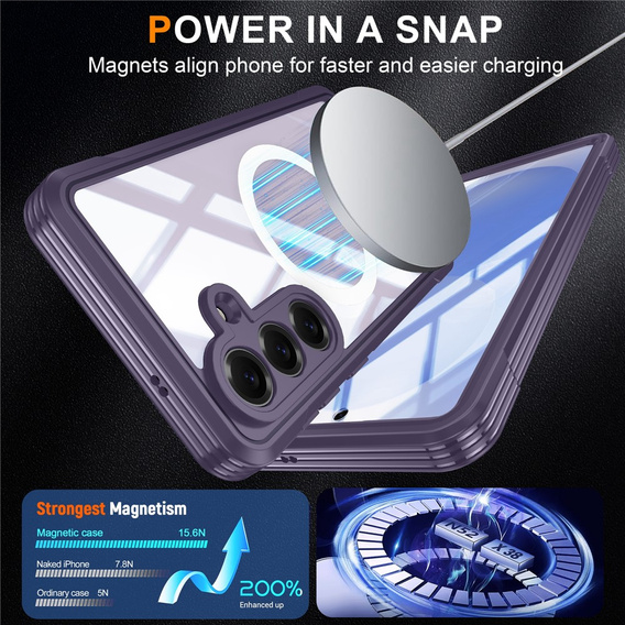 Etui do Samsung Galaxy S26 Plus, Shockproof, ze szkłem, do MagSafe, fioletowe