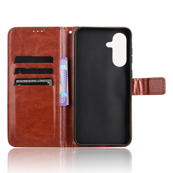 Etui z klapką do Samsung Galaxy A36 5G, Crazy Horse Wallet, brązowe