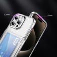 Etui do iPhone 16 Pro, Card Holder Kickstand, przezroczyste