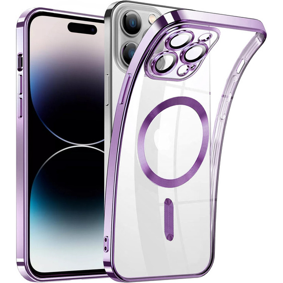 Zestaw Etui do iPhone 14 Pro Max, MagSafe Hybrid, fioletowe + Szkło