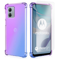 Zestaw Etui Gradient Dropproof do Motorola Moto G53 5G, Fioletowe / Niebieskie + szkło