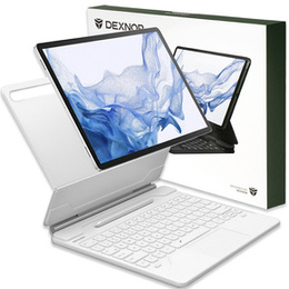 Etui z klawiaturą do Samsung Galaxy Tab S7+ / S7 FE / S9+ / S8+ / S9 FE+ / S10+, Dexnor Magnetic Keyboard Touchpad, białe