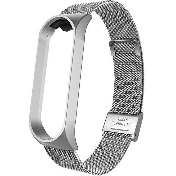 Pasek Bransoleta Milanese do Xiaomi Mi Band 3 / Mi Band 4, Srebrny