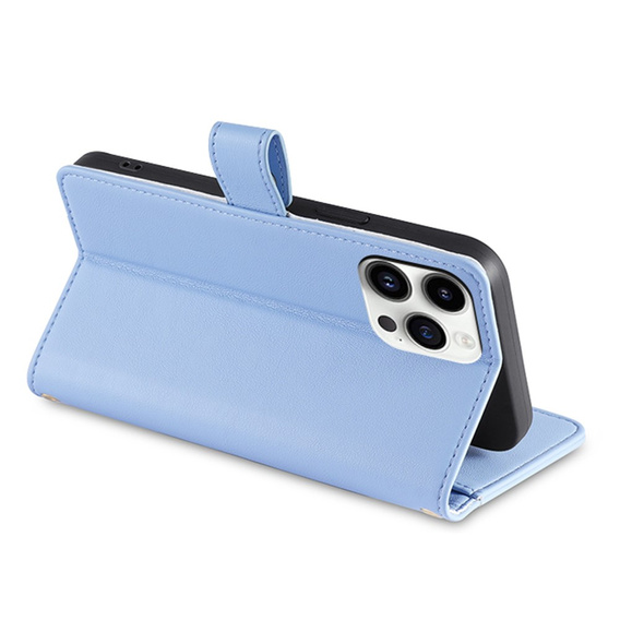 Etui z klapką do iPhone 14 Pro Max, Wallet Zipper Pocket, niebieskie