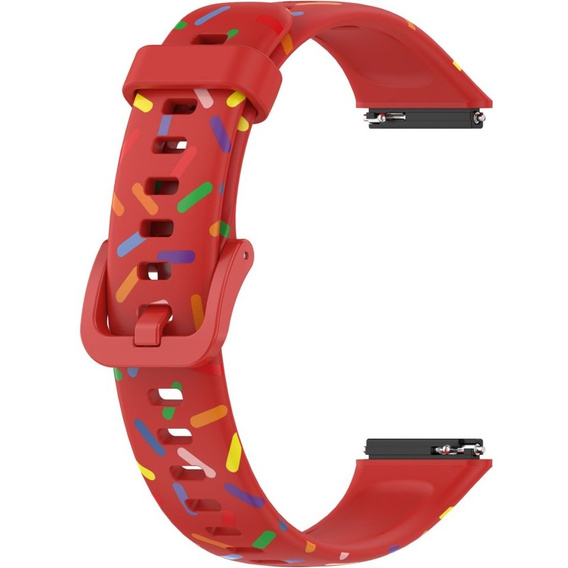 Pasek Silikonowy do Huawei Band 7, Czerwony / Wielokolorowy