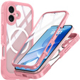 Etui do iPhone 17, Shockproof, ze szkłem, do MagSafe, różowe