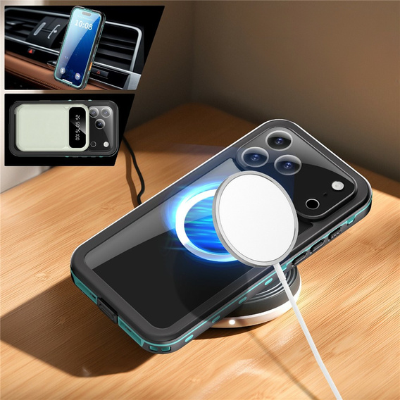 Etui Wodoodporne IP68 do iPhone 17 Pro Max, SHELLBOX MagSafe, niebieskie