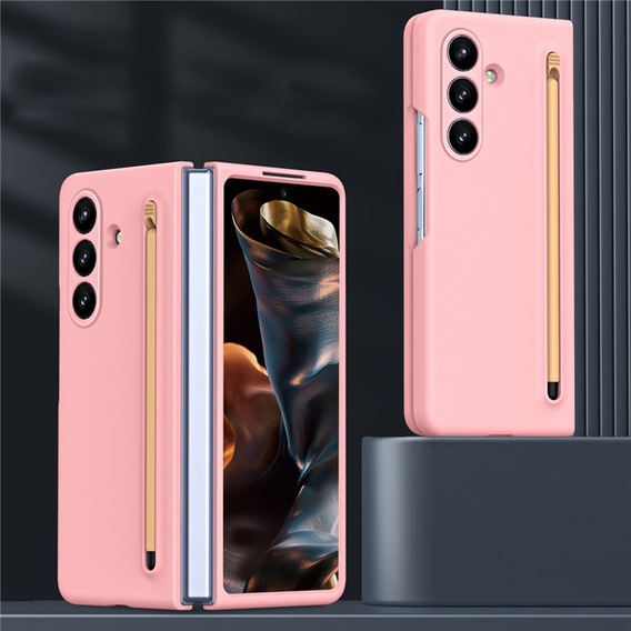 Etui ze szkłem i rysikiem do Samsung Galaxy Z Fold7 – różowe